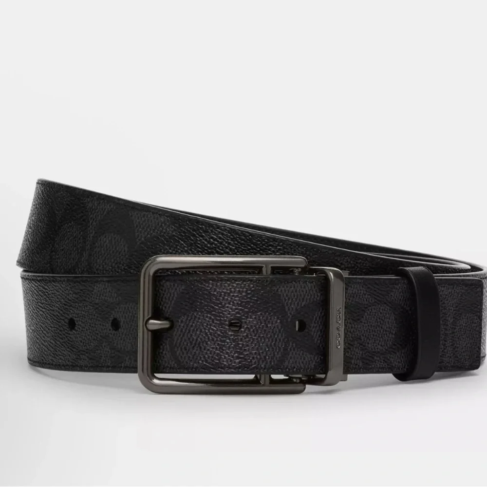 Coach Black and Silver Leather Belt 42 Mm.Fit XS-S-M-L-XL.( 3 belt available)
